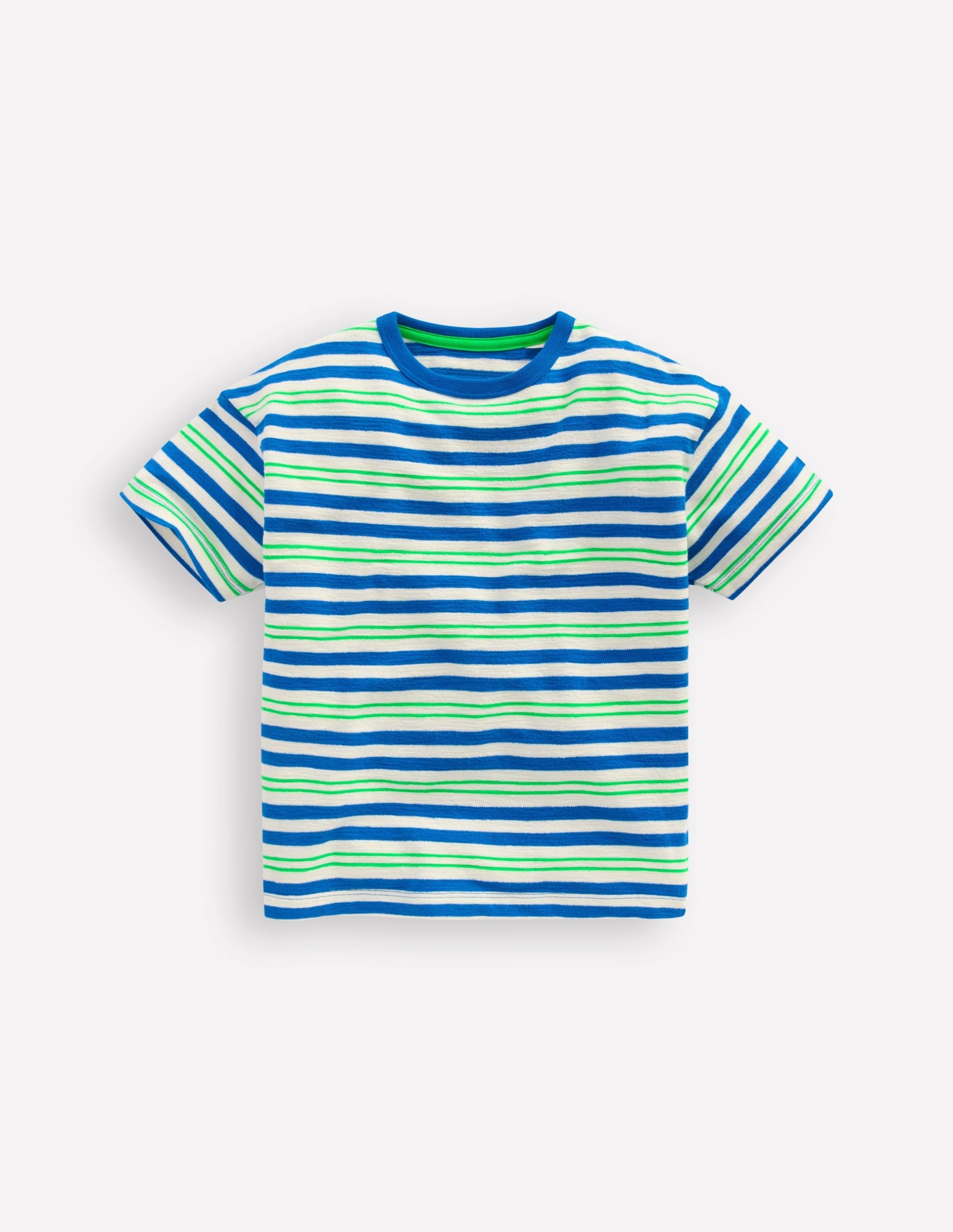 Textured Striped T-shirt-Soft Ivory / Blue / Green - Image 2