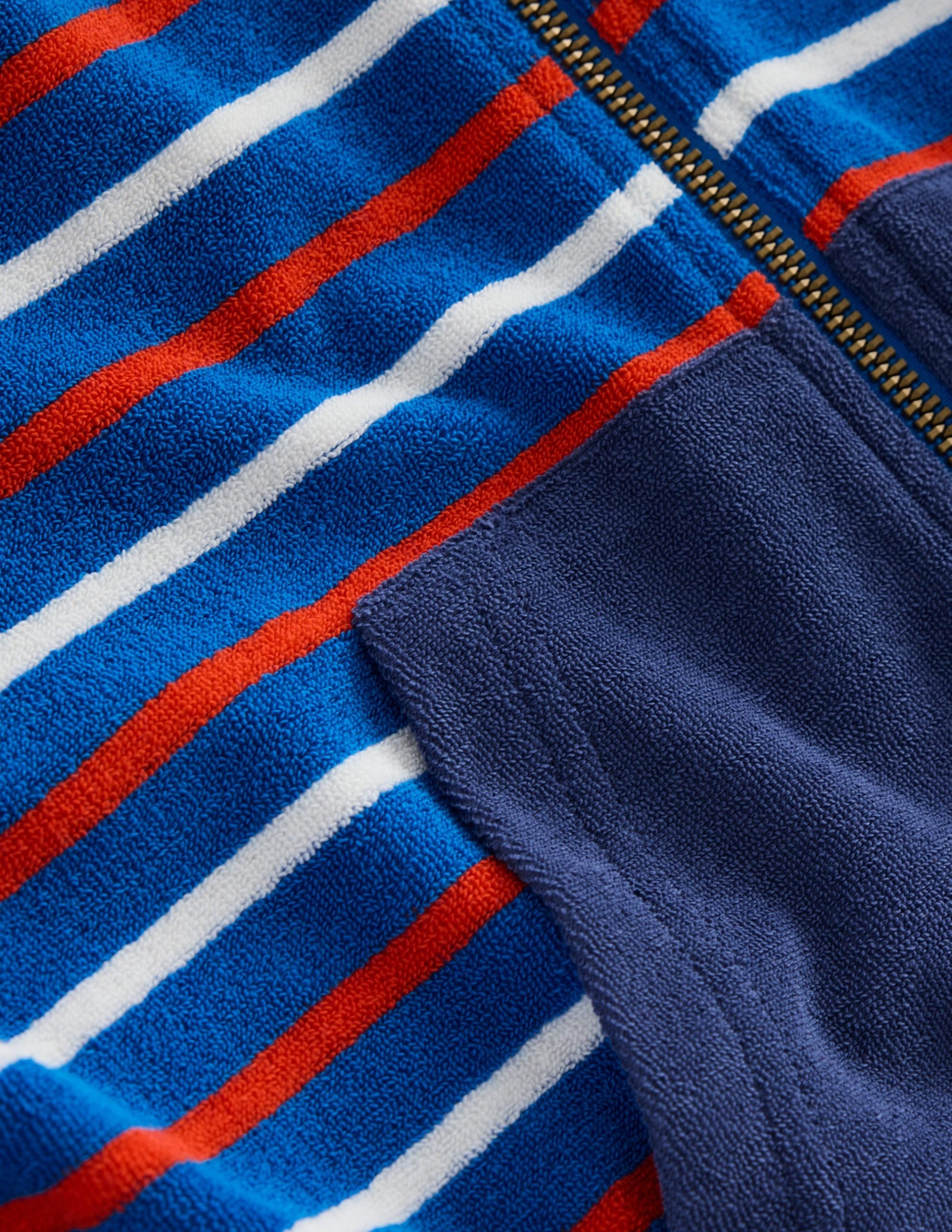 Towelling Zip-through Hoody-Blue Multi Stripe - Image 3