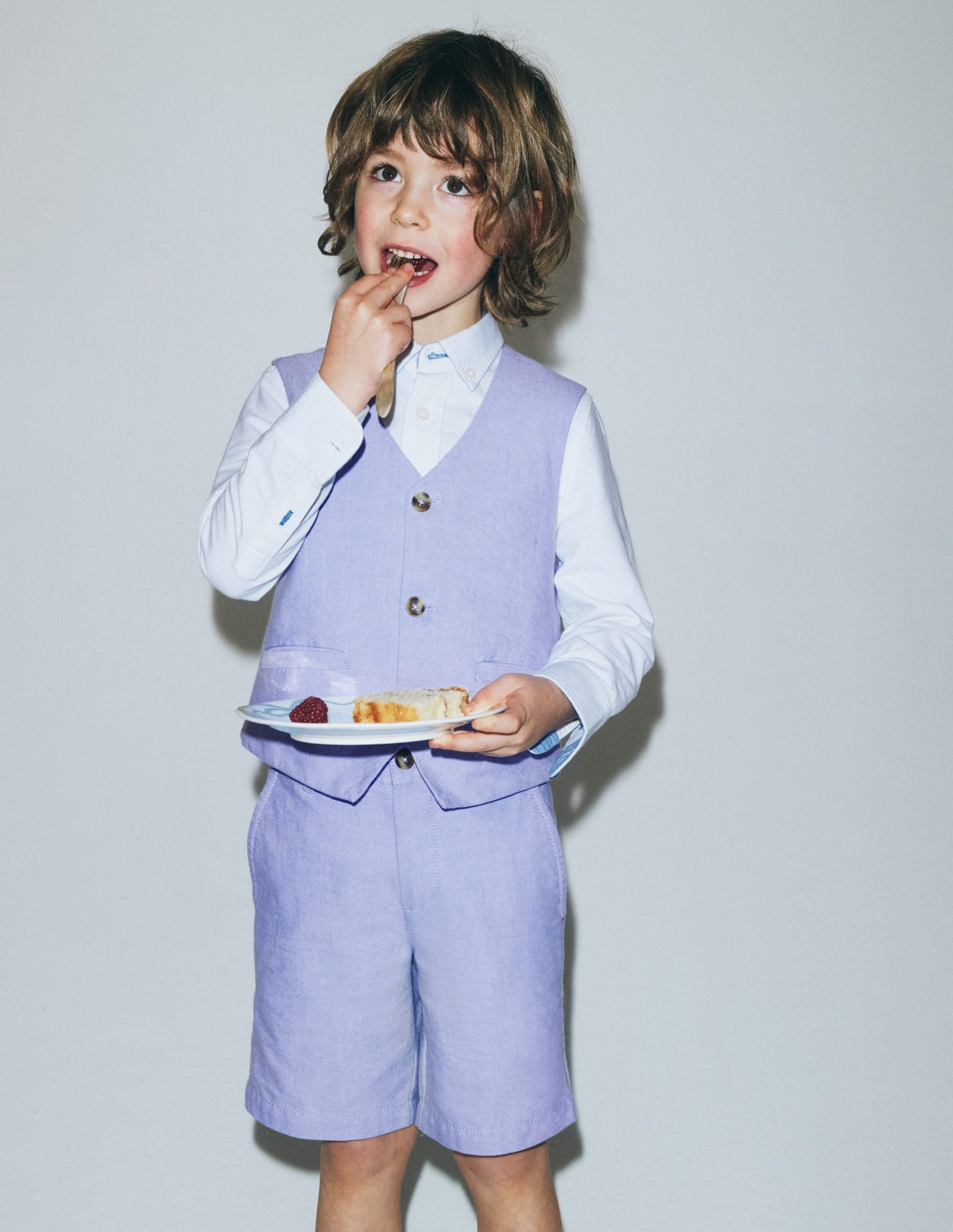 Cotton Oxford Waistcoat-Blue Oxford - Image 4