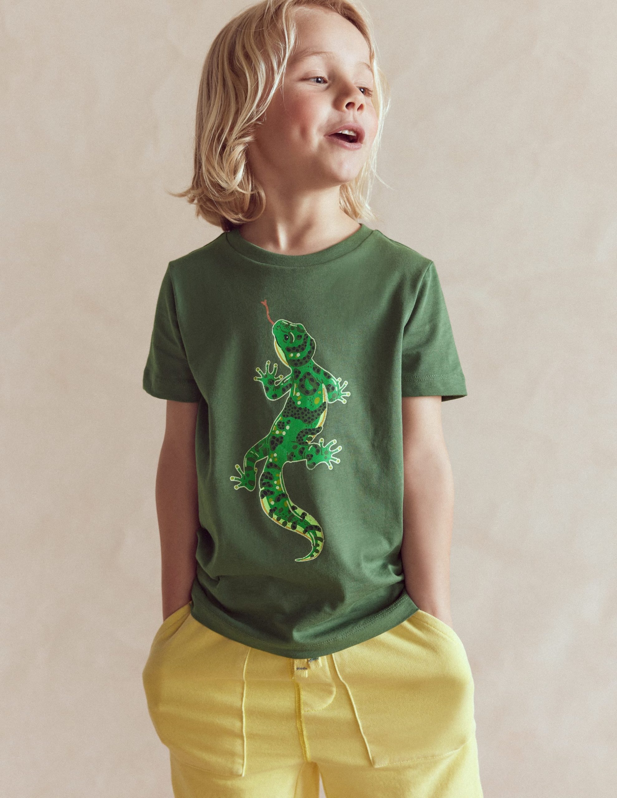 Front and Back Glow T-shirt-Bottle Green. Lizard X-Rray