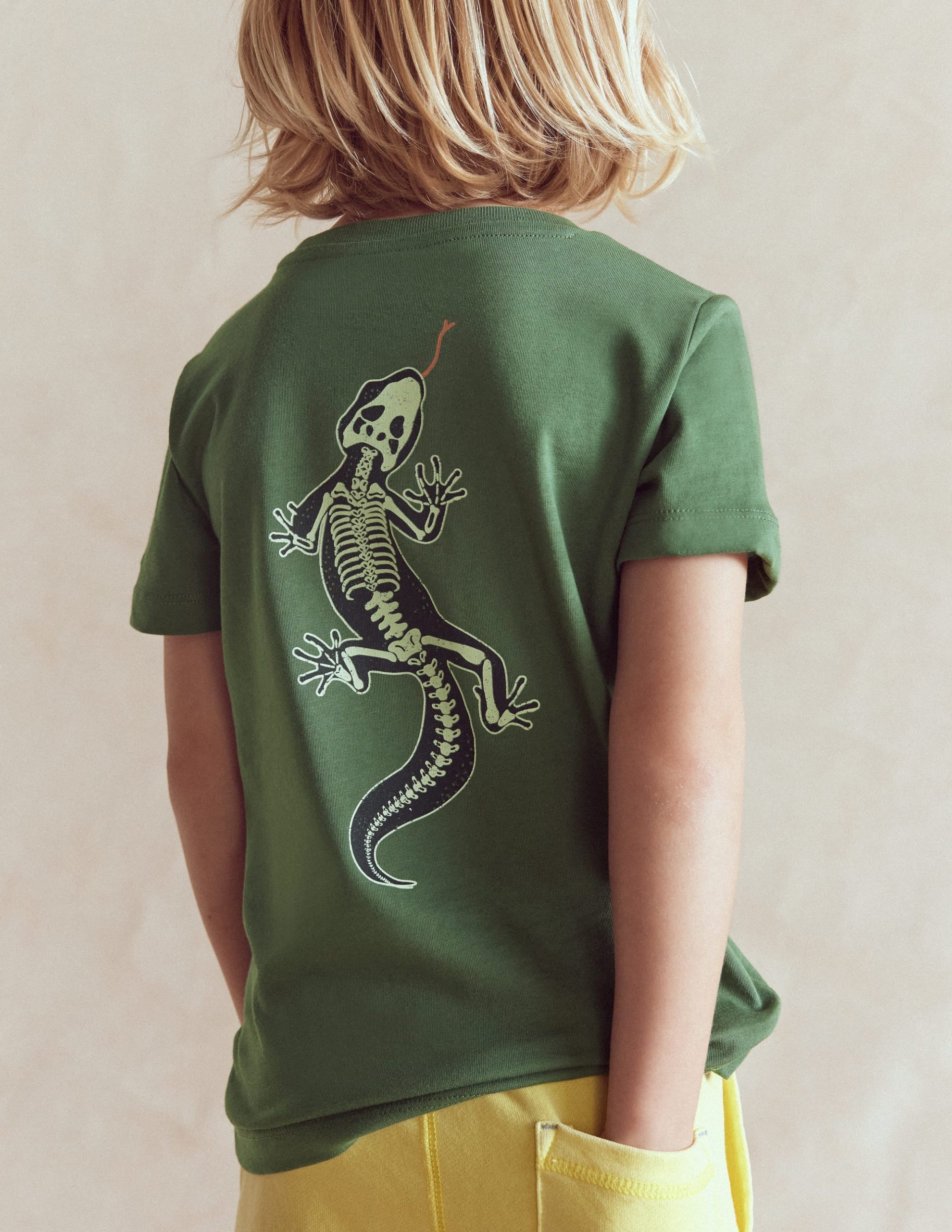 Front and Back Glow T-shirt-Bottle Green. Lizard X-Rray - Image 2