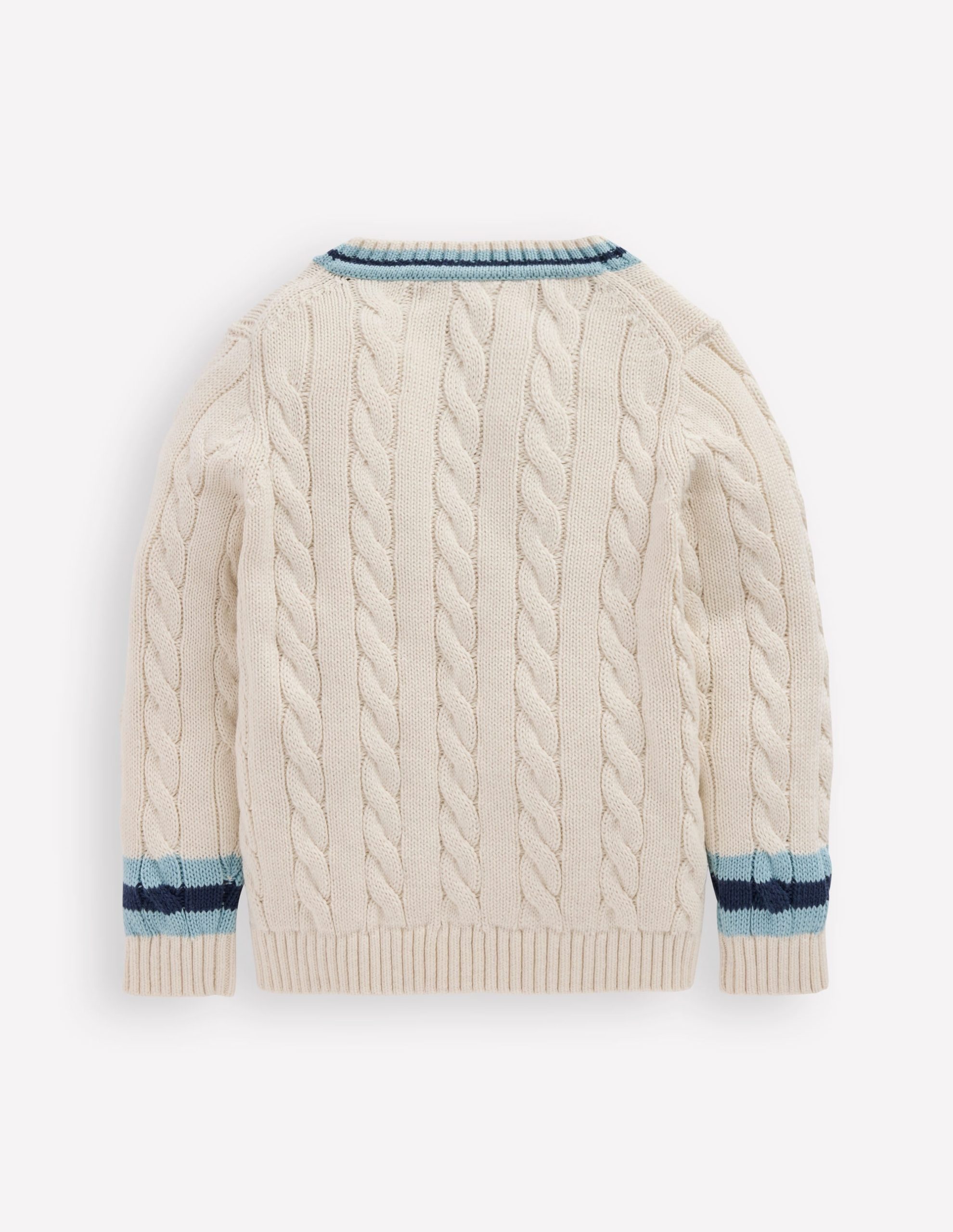 V-neck Cable Sweater-Ivory - Image 4