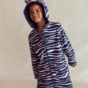 Fun Towelling Zip-up Throw On-Zebra