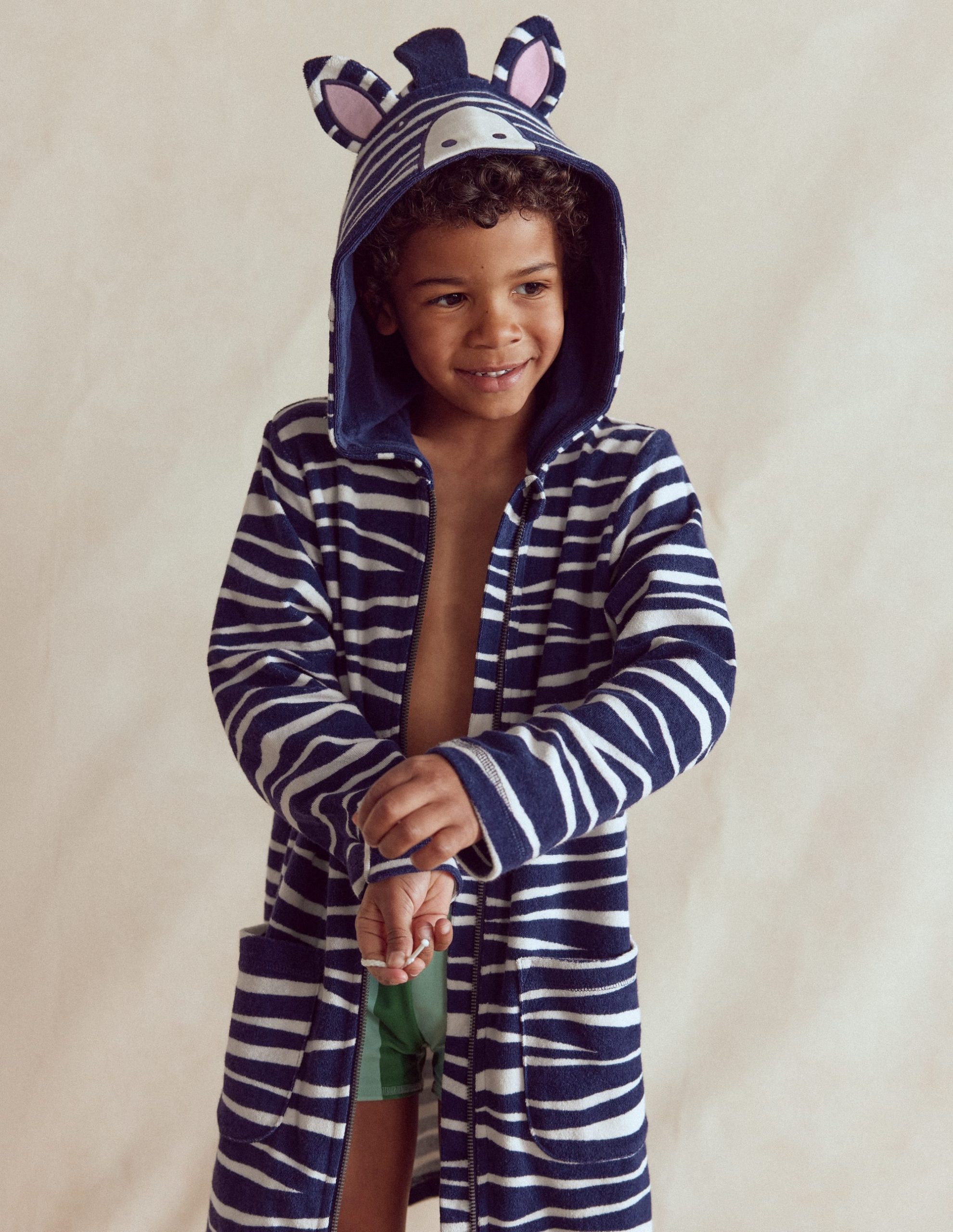 Fun Towelling Zip-up Throw On-Zebra - Image 2