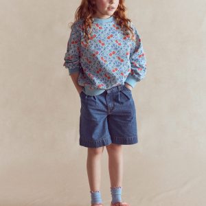 Long Denim Shorts-Mid Vintage Denim