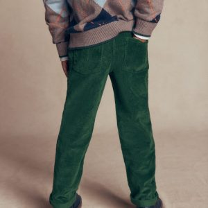 Classic Slim Cord Pants-Dark Green