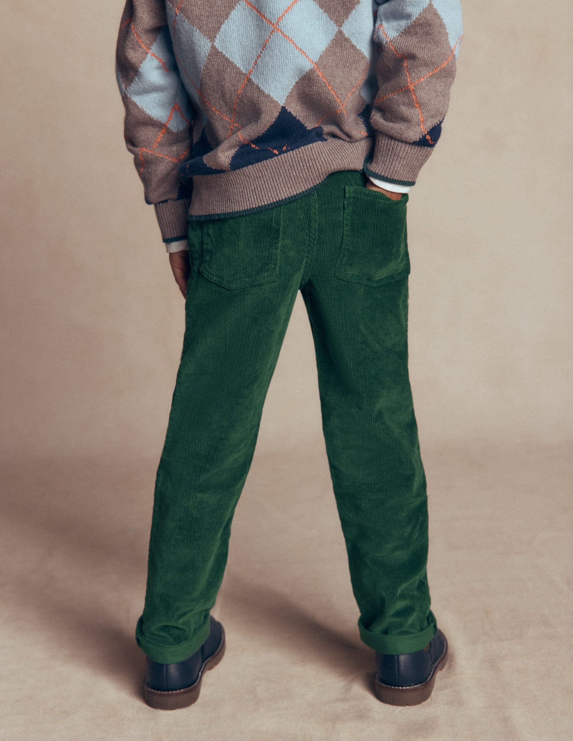Classic Slim Cord Pants-Dark Green