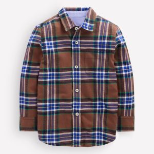 Cosy Cotton Check Shirt-Brown Check