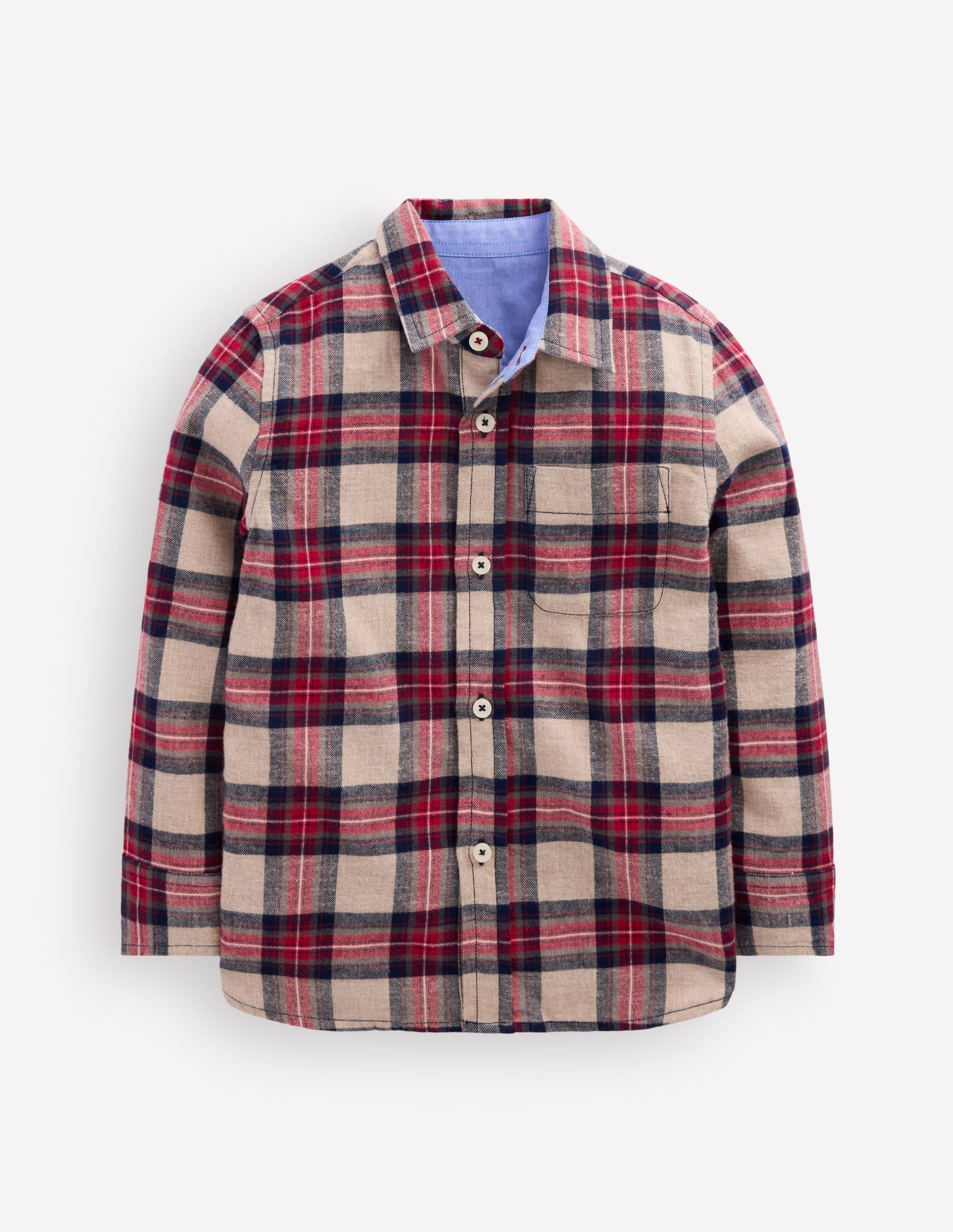 Cosy Cotton Check Shirt-Oat. Navy & Red Check