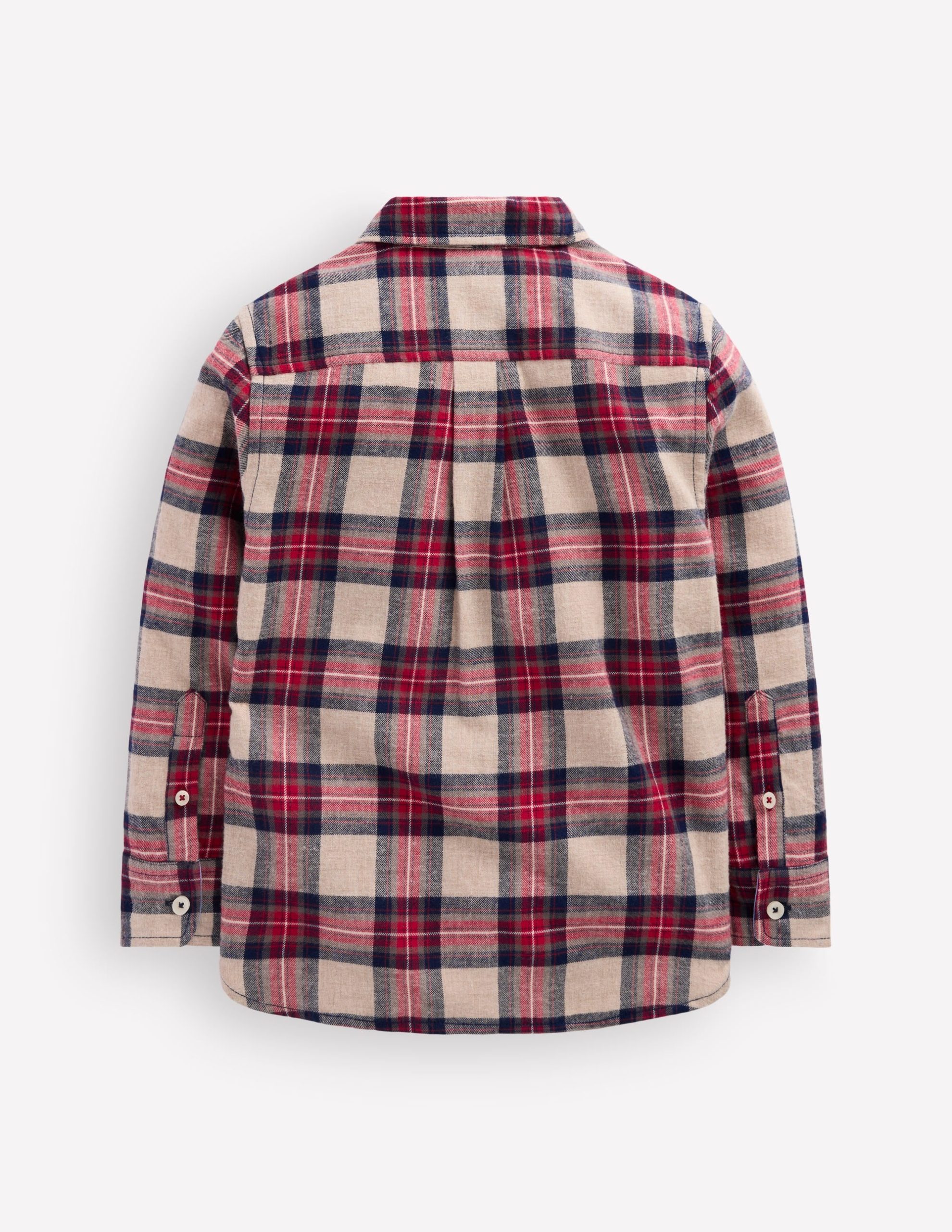 Cosy Cotton Check Shirt-Oat. Navy & Red Check - Image 2