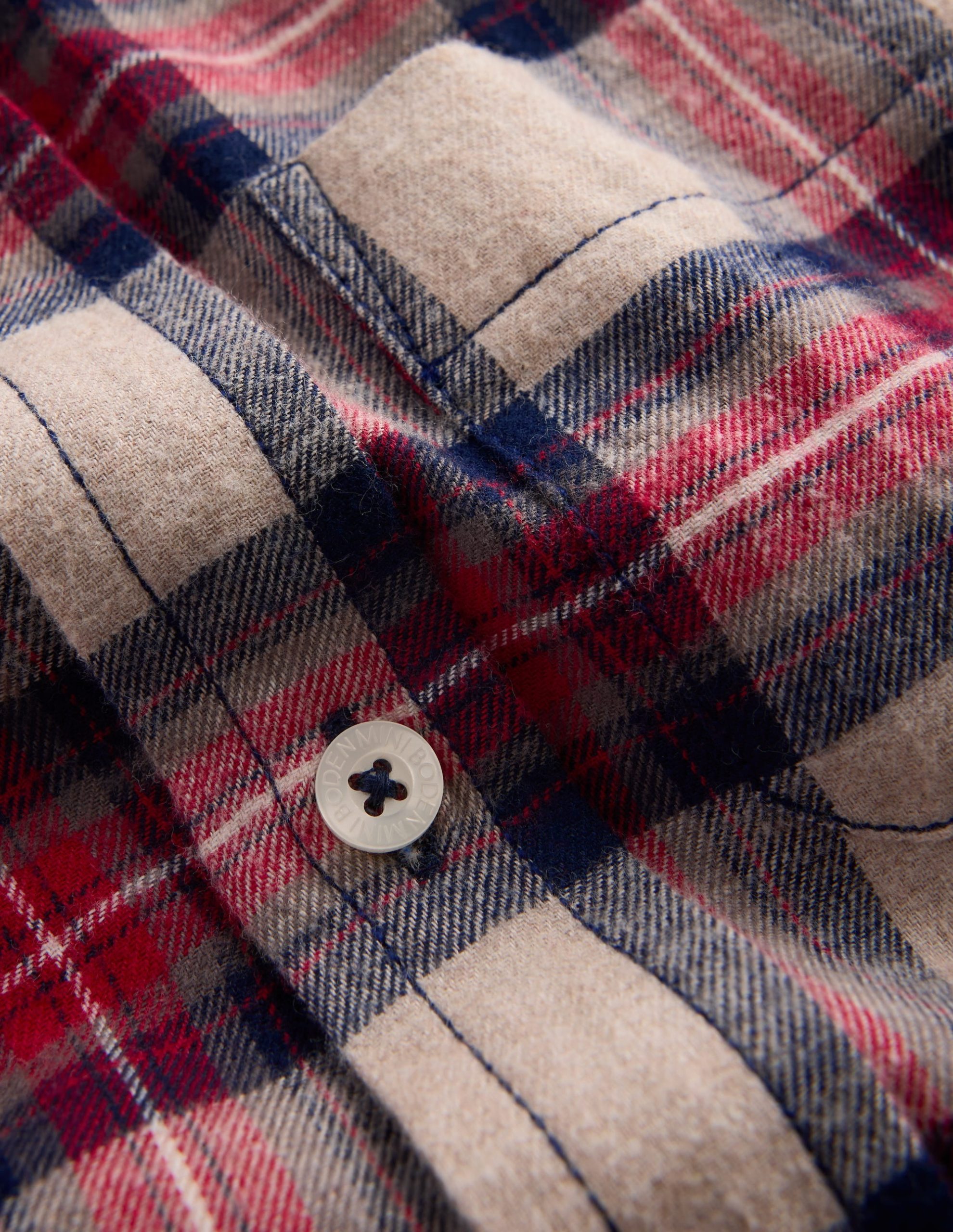Cosy Cotton Check Shirt-Oat. Navy & Red Check - Image 3