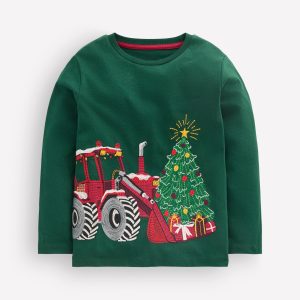 Superstitch Long Sleeve Top-Emerald Christmas Tractor
