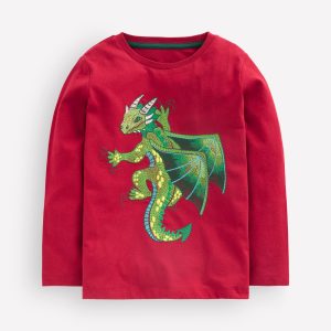 Superstitch Long Sleeve Top-Ruby Red dragon