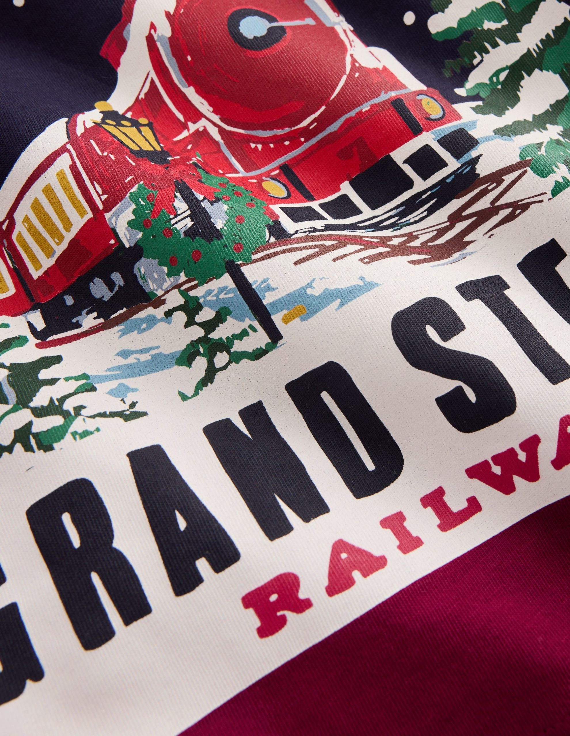 Long Sleeve Printed T-shirt-Red Steam Train - Image 4