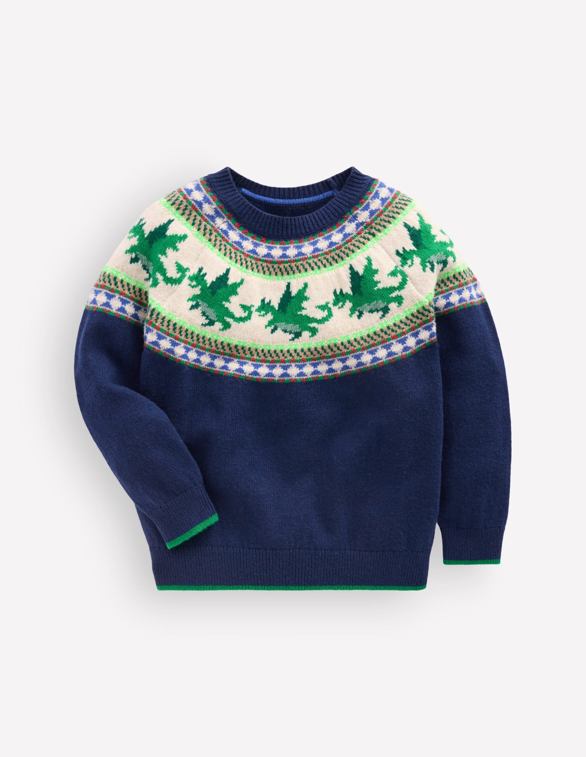 Fair Isle Jumper-College Navy Dragon