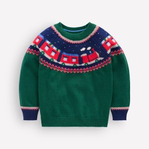 Fair Isle Jumper-Jewel Green Train