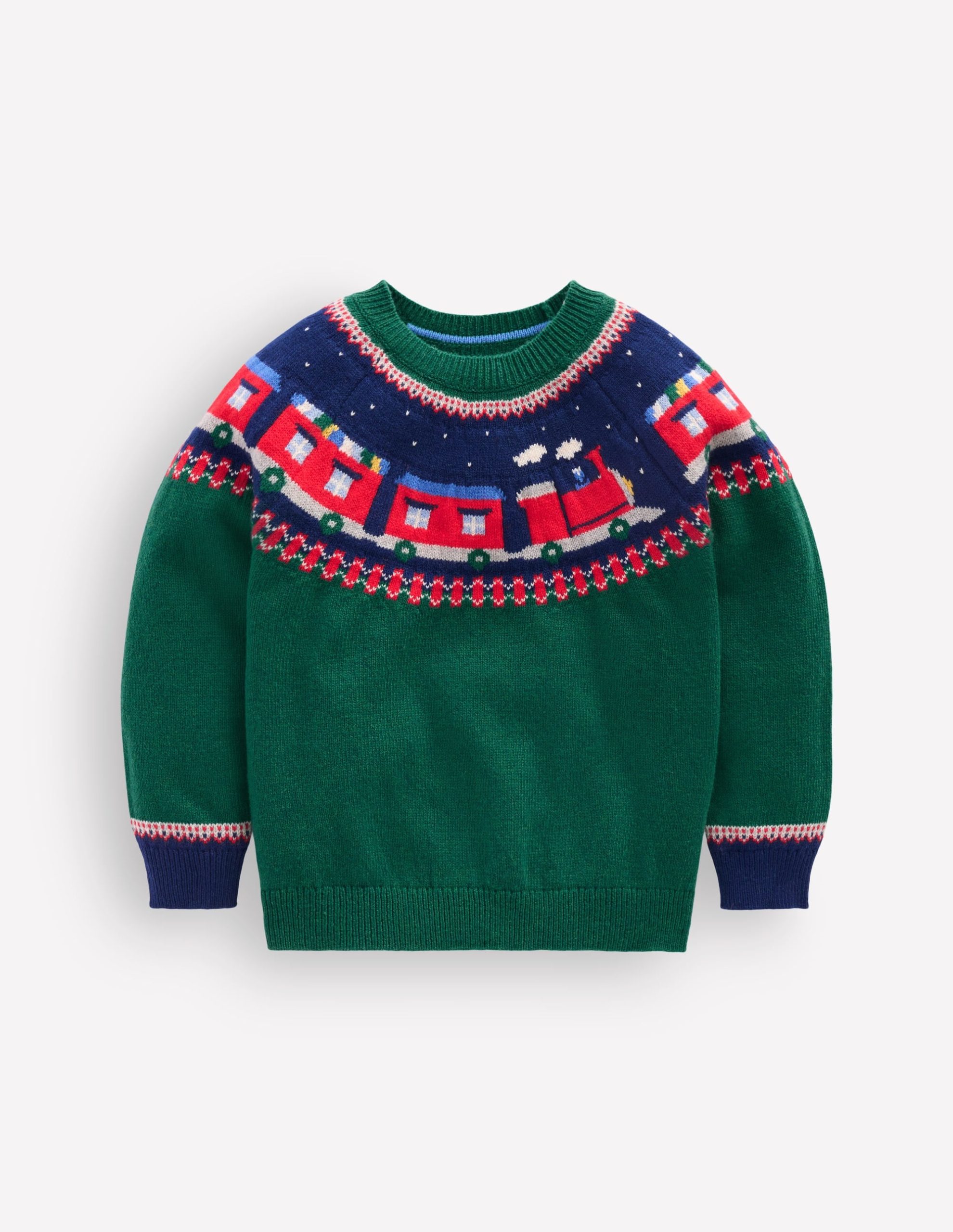 Fair Isle Jumper-Jewel Green Train