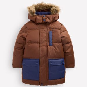 Fleece Lined Padded Coat-Raw Umber