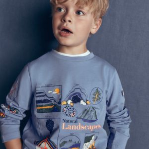 Long Sleeve Glow T-shirt-French Blue. Landscapes