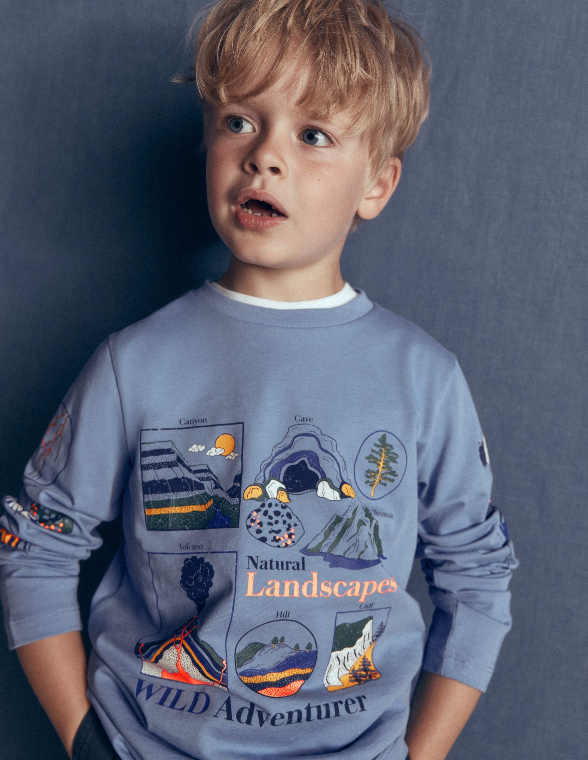 Long Sleeve Glow T-shirt-French Blue. Landscapes