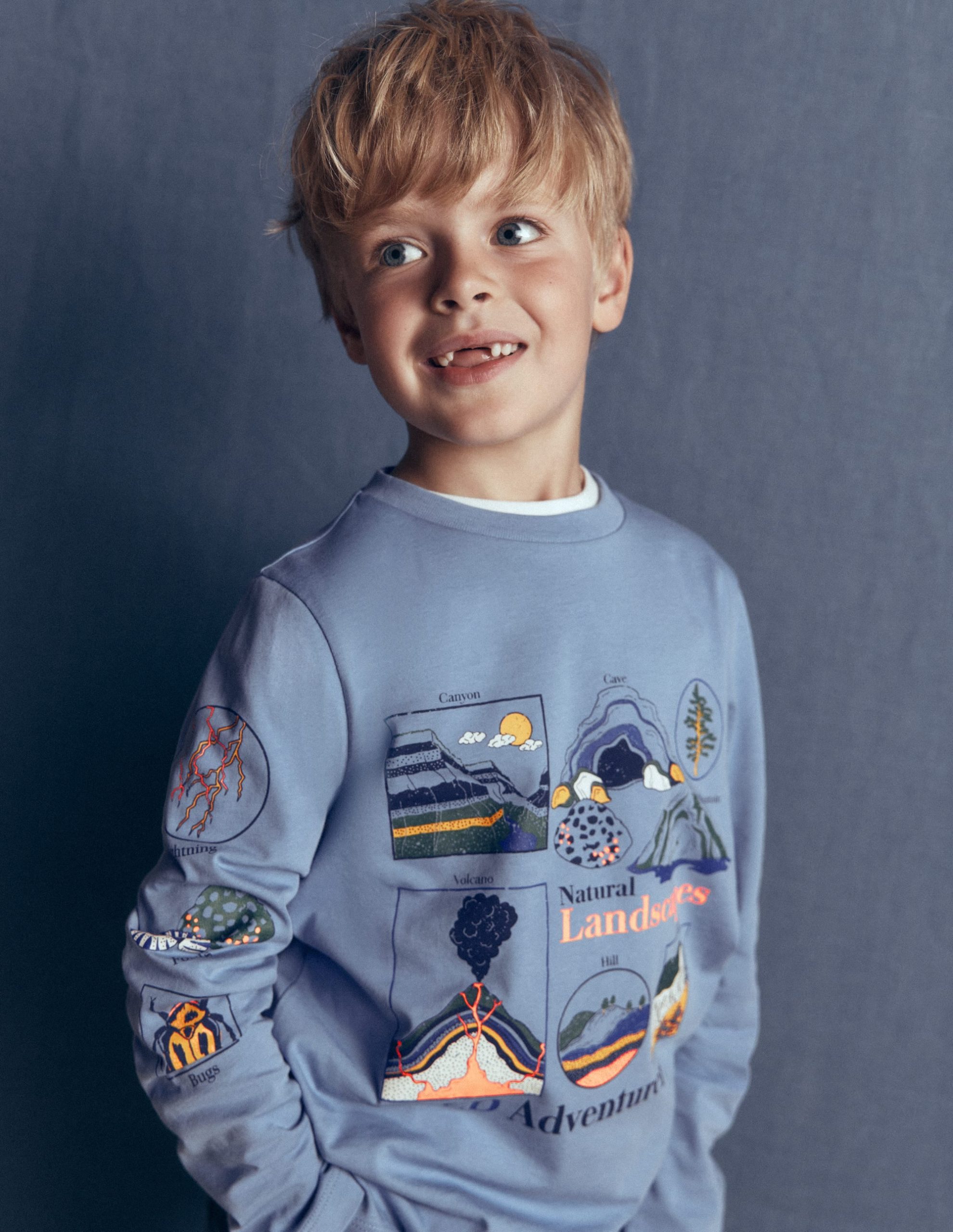 Long Sleeve Glow T-shirt-French Blue. Landscapes - Image 2