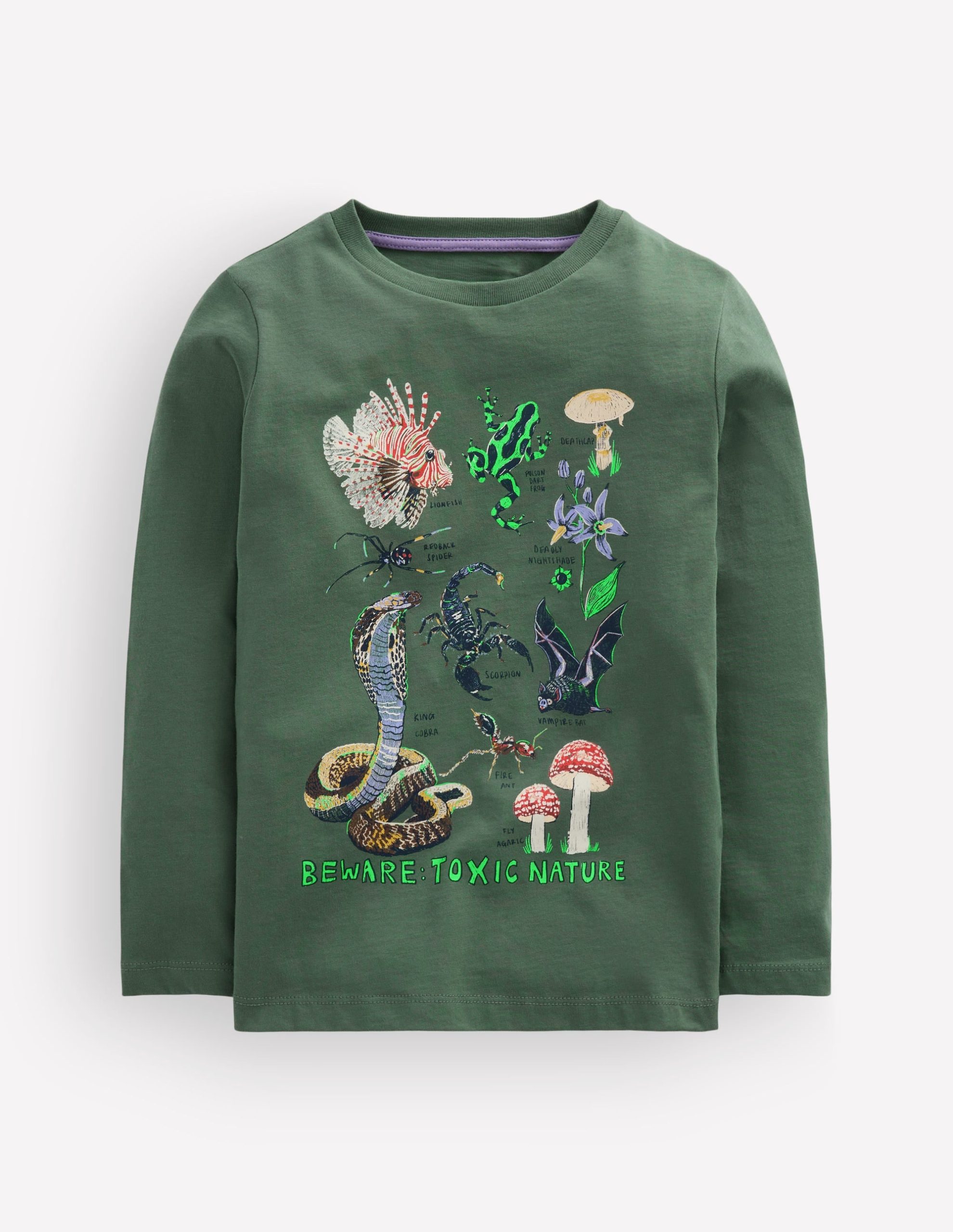 Long Sleeve Glow T-shirt-Bottle Green. Toxic Nature - Image 3