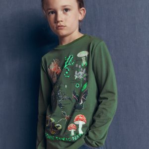 Long Sleeve Glow T-shirt-Bottle Green. Toxic Nature
