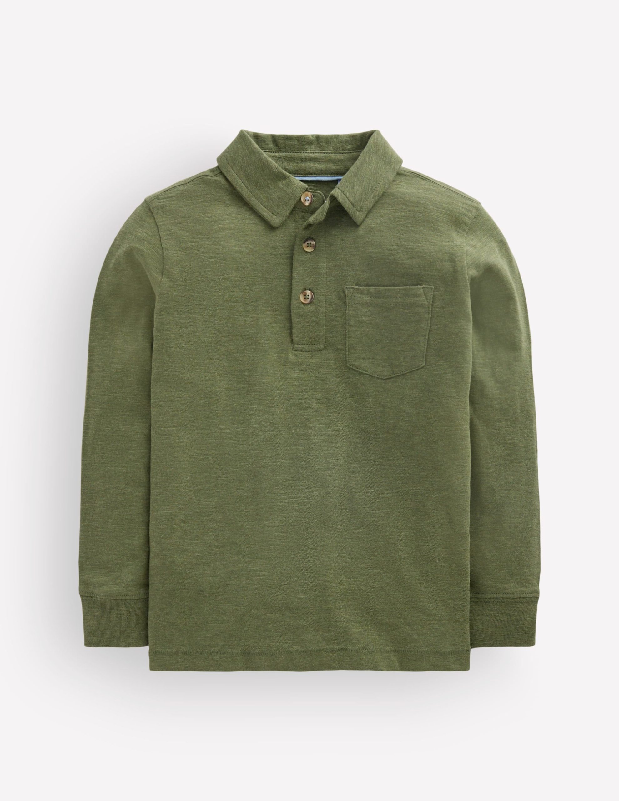 Long Sleeve Slub Polo-Green Marl