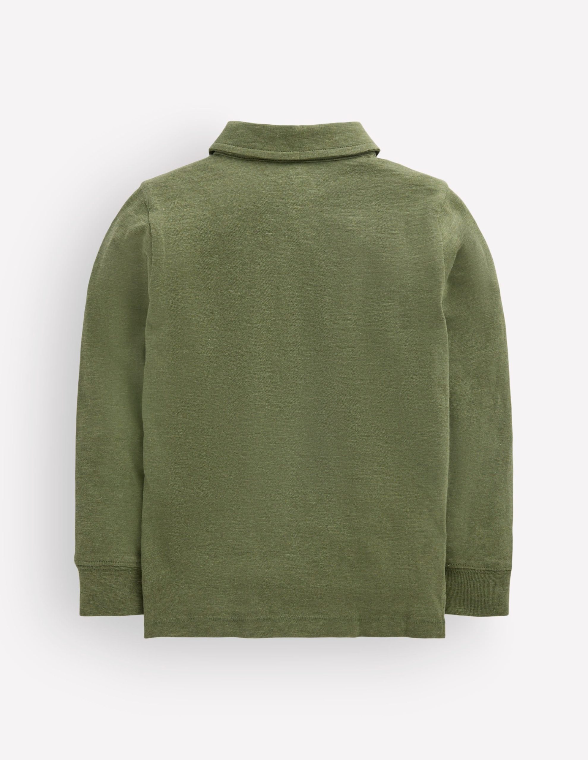 Long Sleeve Slub Polo-Green Marl - Image 2