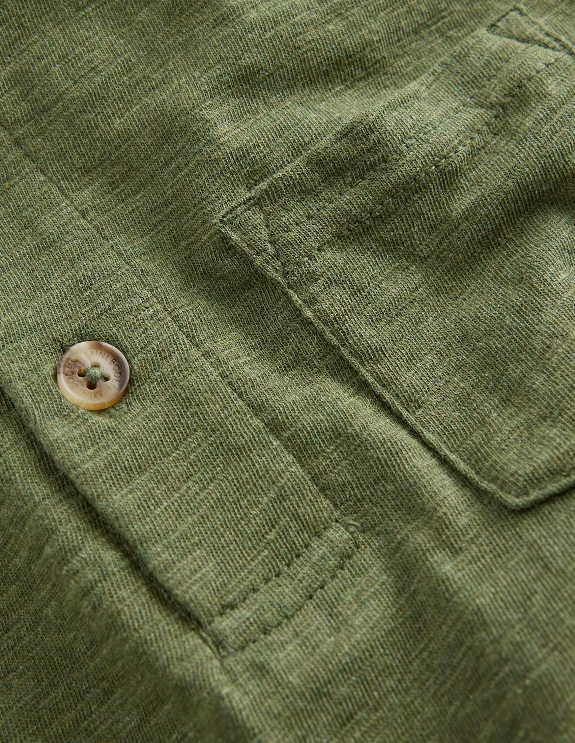 Long Sleeve Slub Polo-Green Marl - Image 3