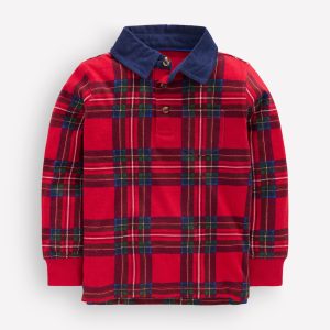 Long Sleeve Smart Polo Shirt-RED BRAND CHECK
