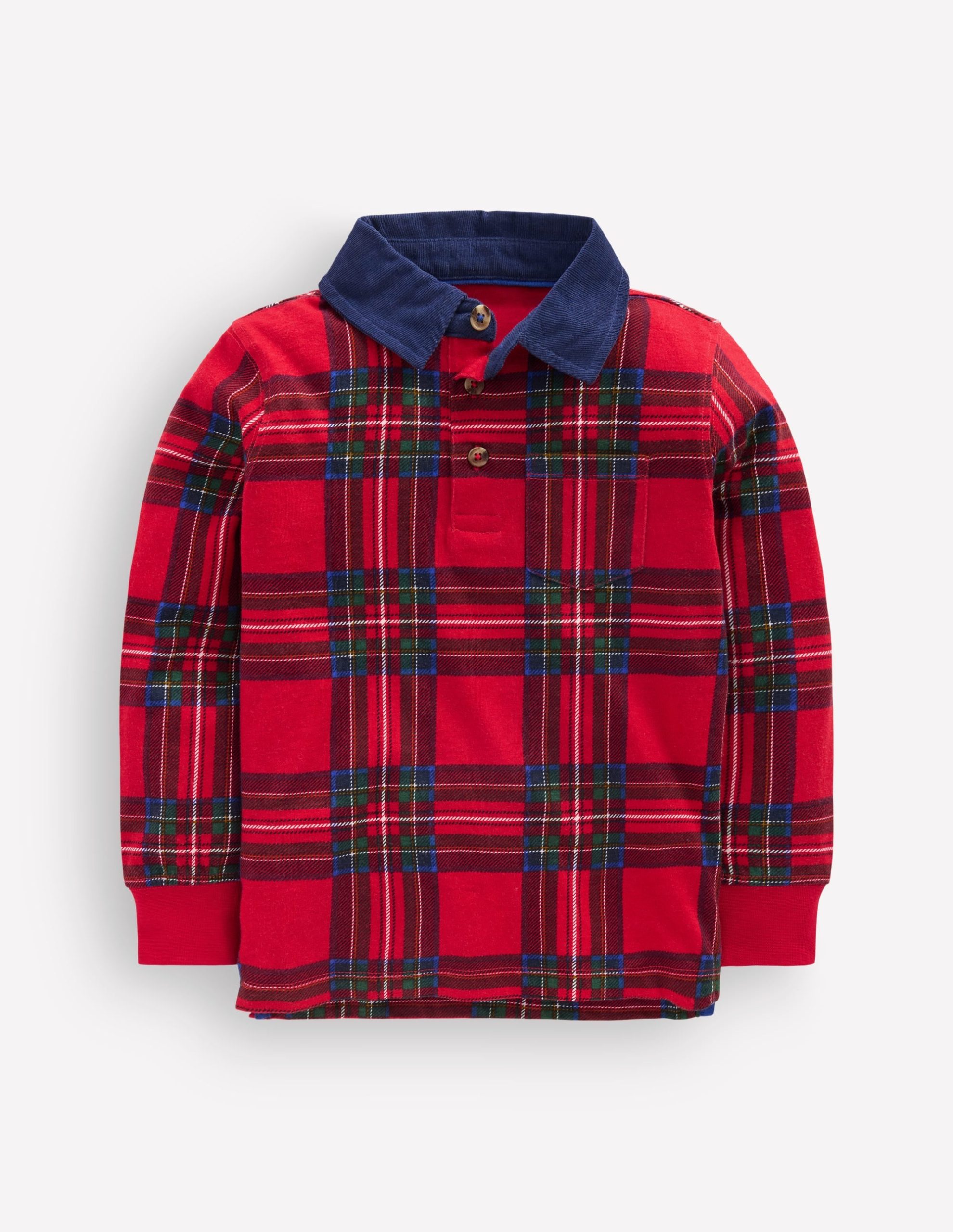 Long Sleeve Smart Polo Shirt-RED BRAND CHECK