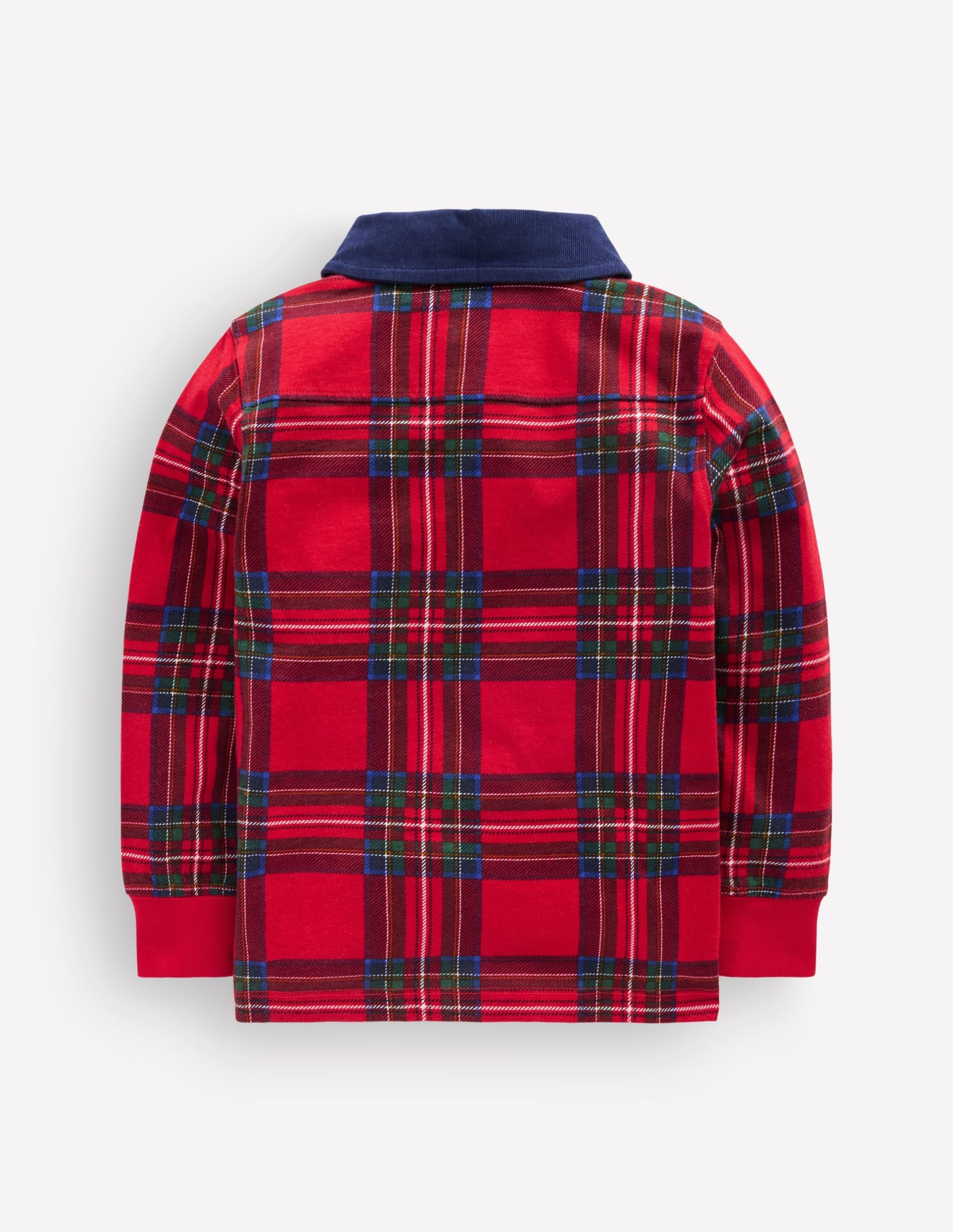 Long Sleeve Smart Polo Shirt-RED BRAND CHECK - Image 2