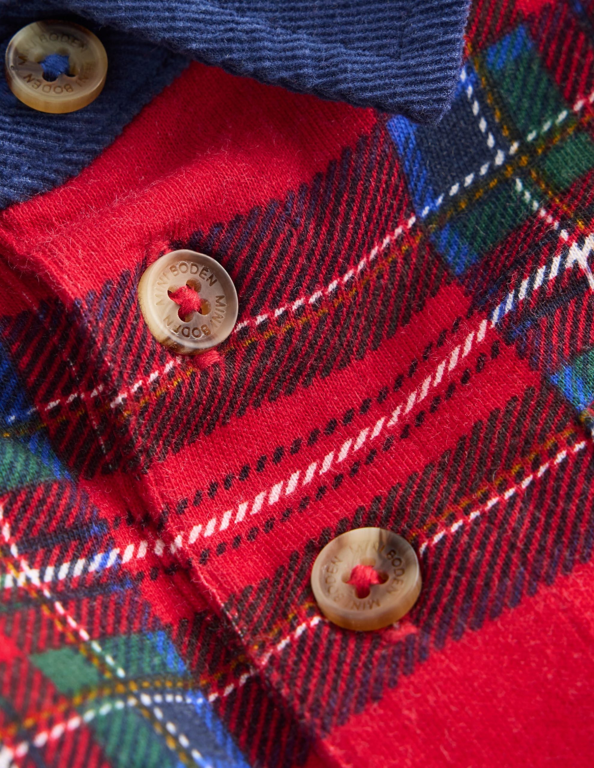 Long Sleeve Smart Polo Shirt-RED BRAND CHECK - Image 3