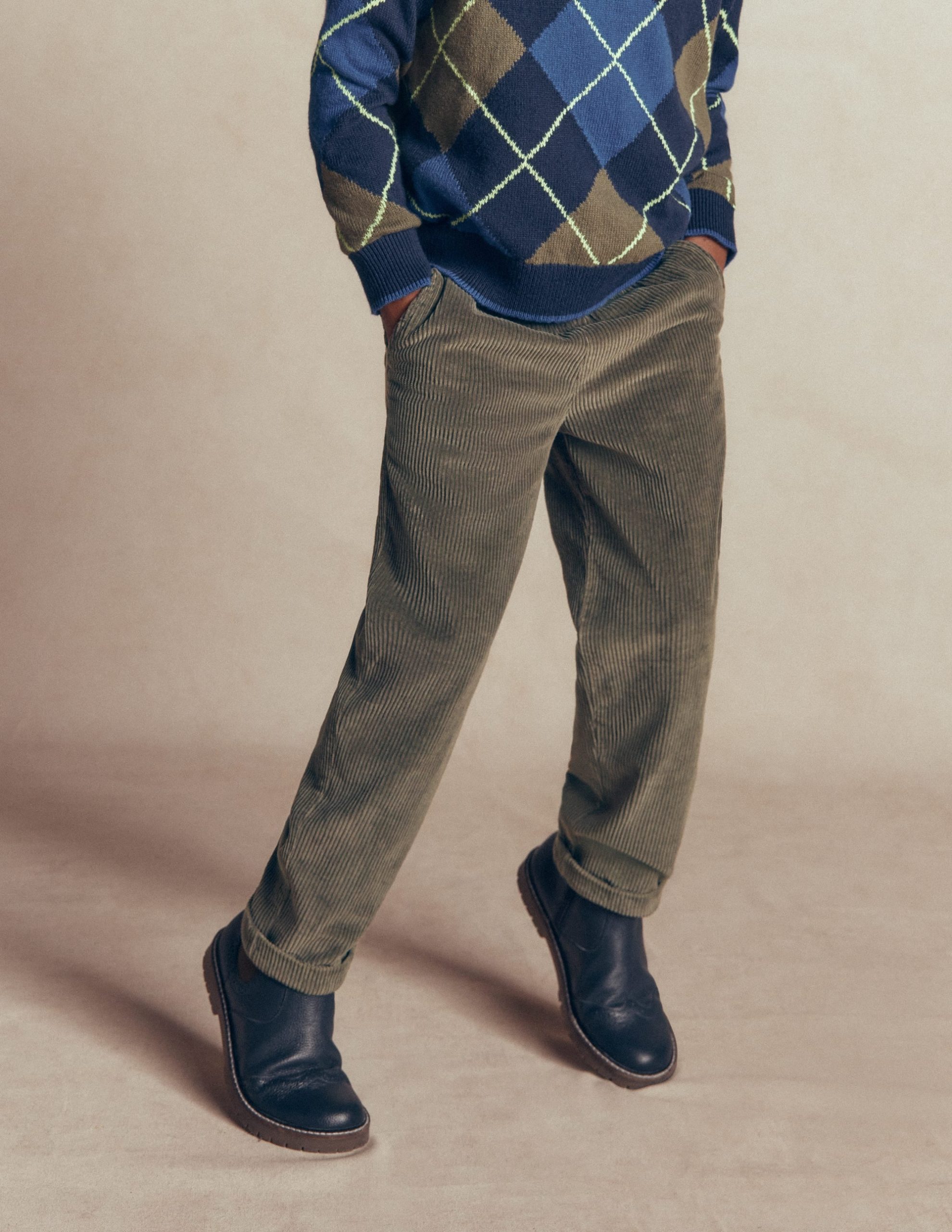 Easy Straight Cord Trousers-Bungee Cord