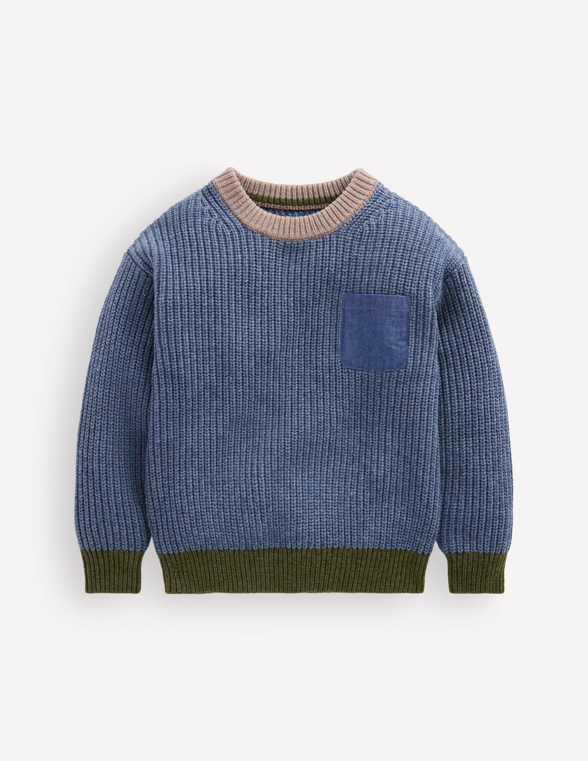 Colour Block Jumper-Navy Melange - Image 5