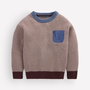 Colour Block Jumper-Stone Melange