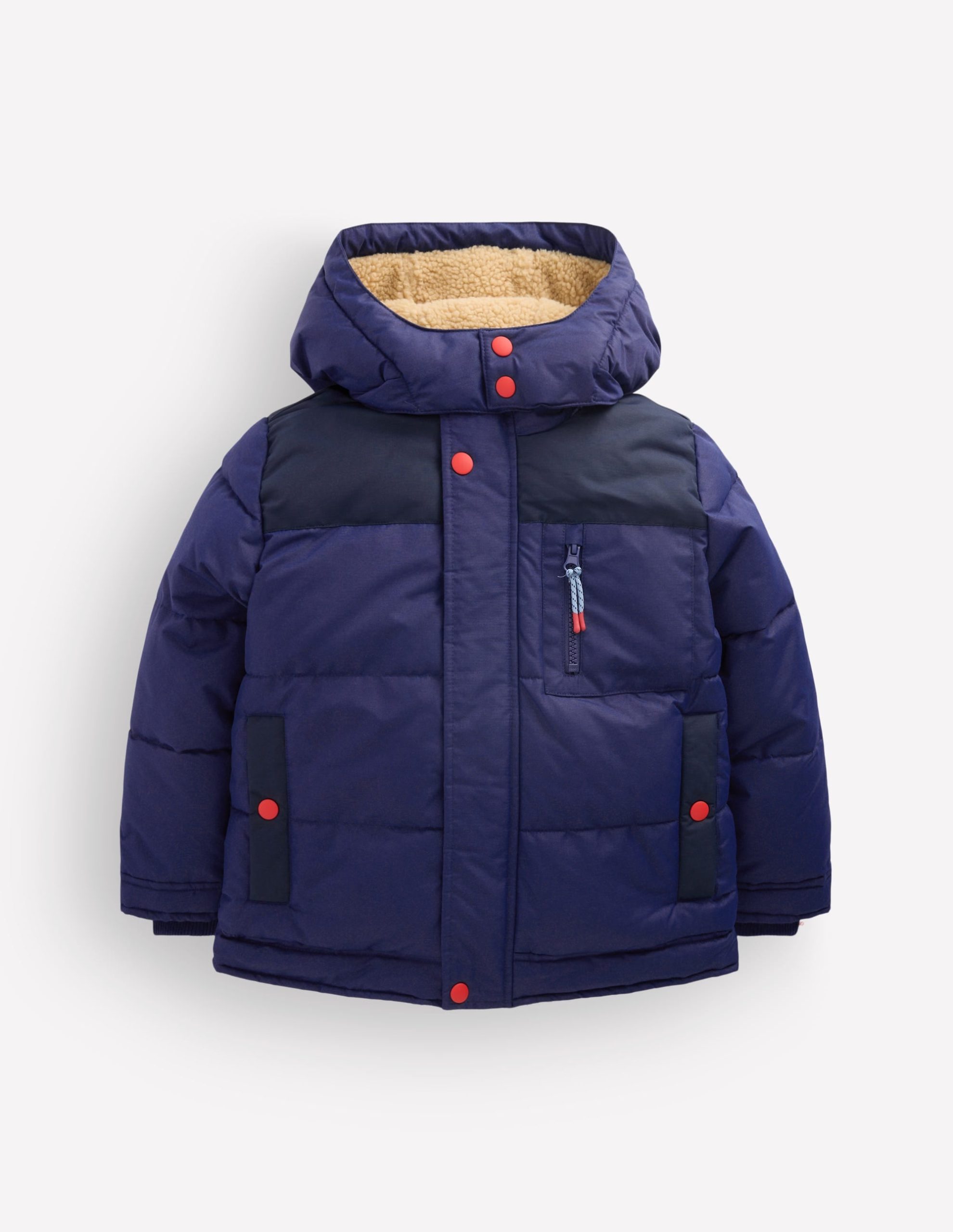 Borg Lined Puffer Coat-College Navy - Image 6