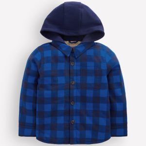 Borg Lined Hooded Shirt-Surf The Web/Navy