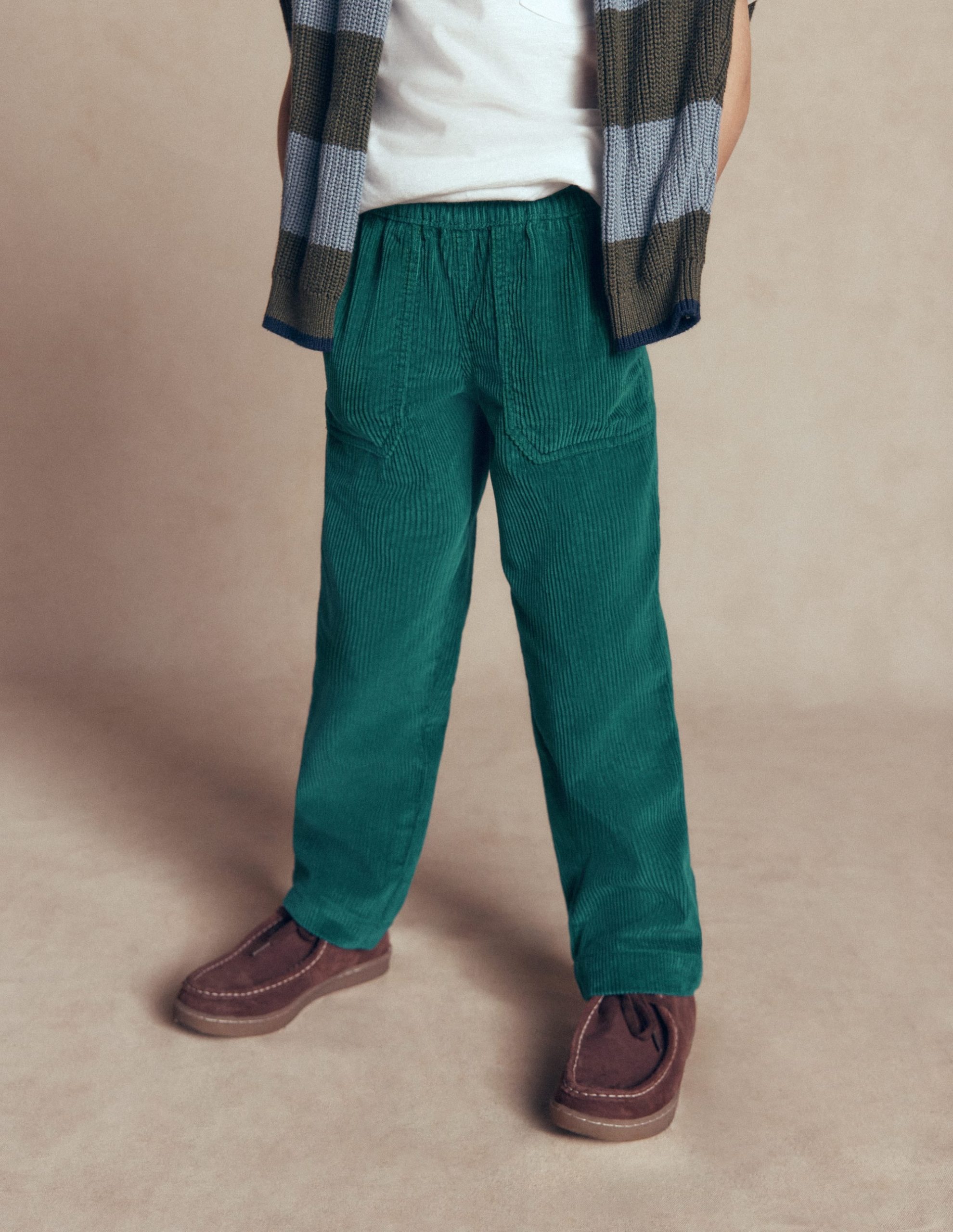 Pull-on Cord Pants-MALLARD GREEN - Image 2