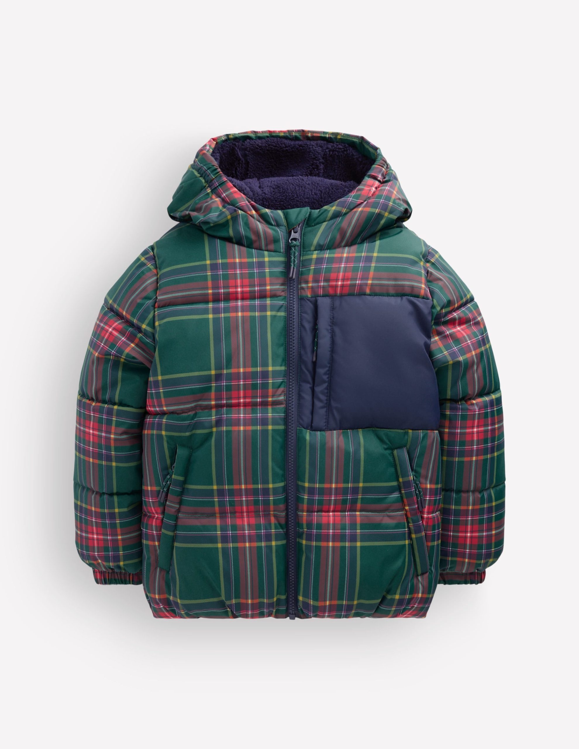 Fun Padded Coat-Green Check - Image 6