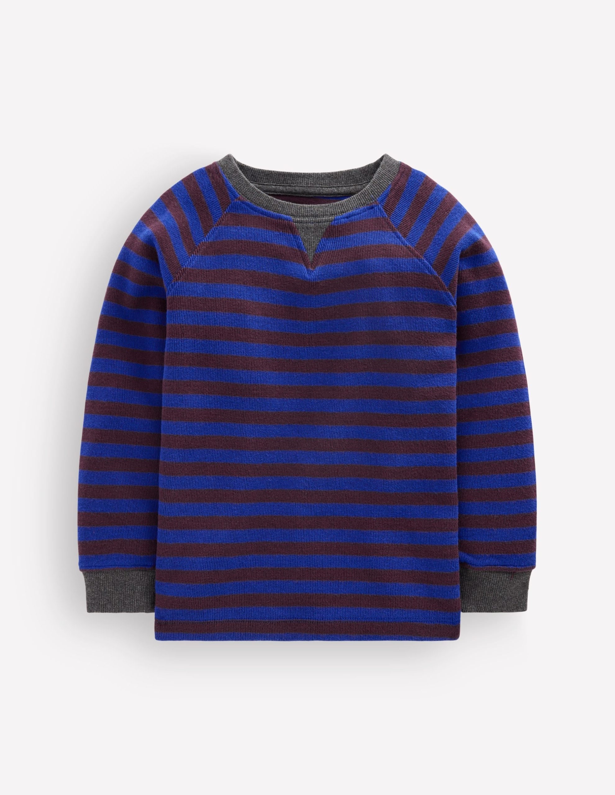 Cosy Textured Raglan-Bright Blue / Chocolate Brown