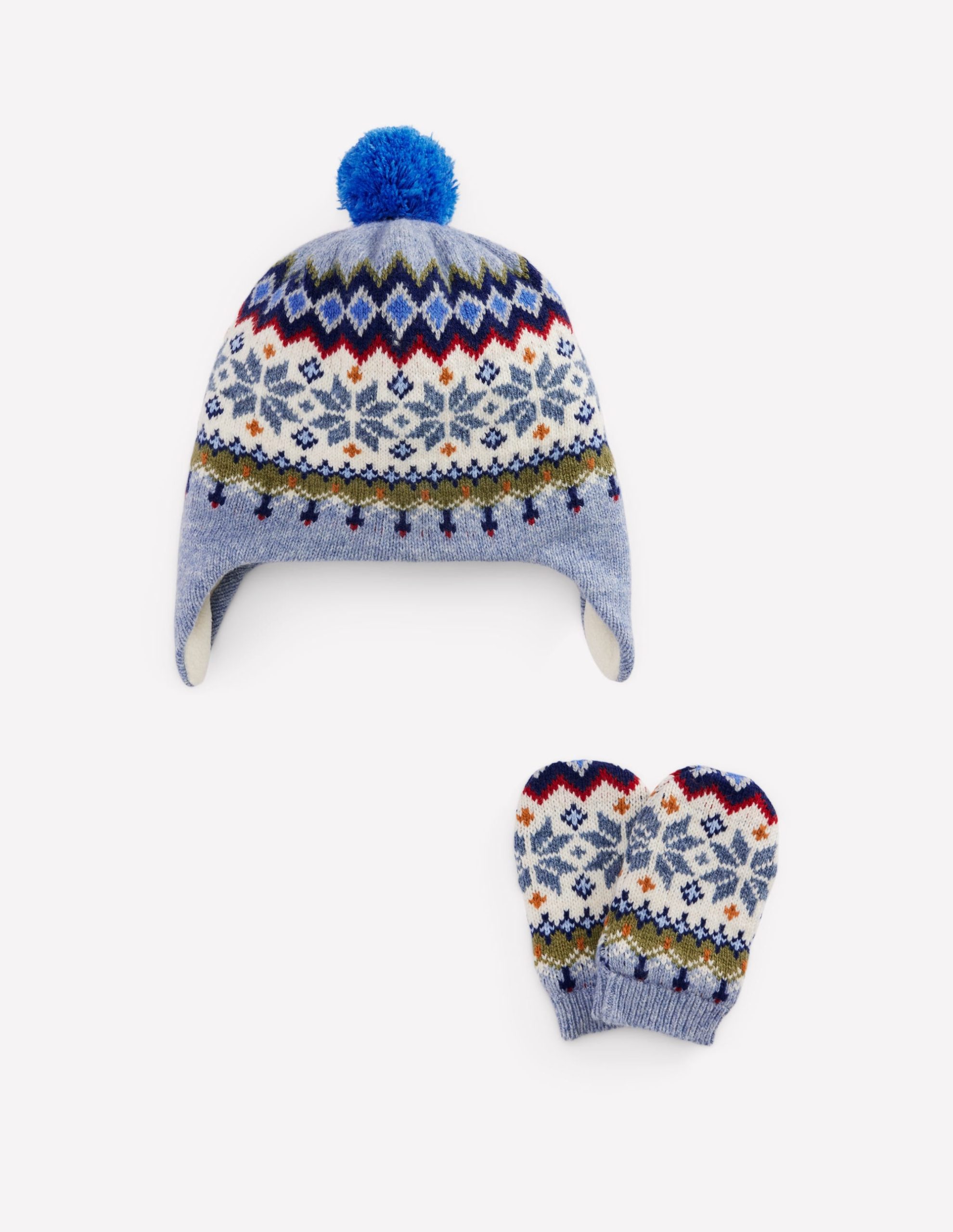 Baby Fair Isle Knitted Set-Blue Marl Snowflake