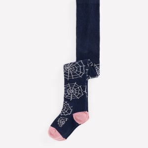 Patterned Tights-College Navy Cobwebs