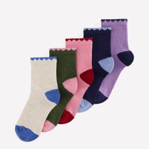 5-pack Ribbed Socks-Fun Shaped Trims
