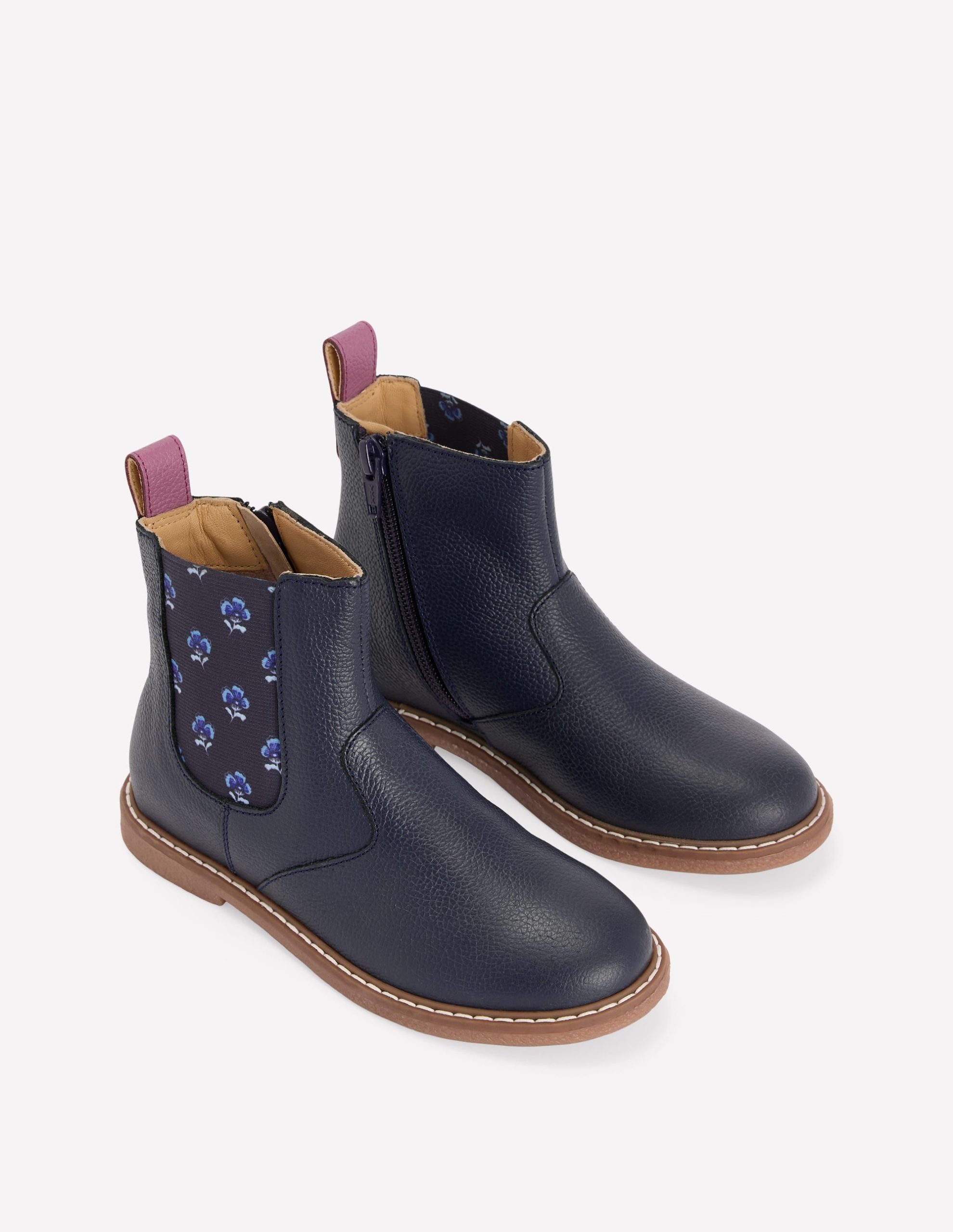 Leather Chelsea Boots-Navy Floral - Image 2