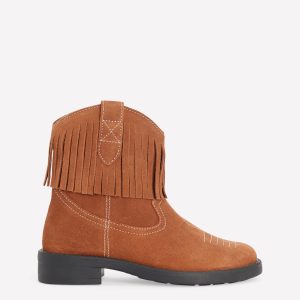 Western Boots-Tan Fringe