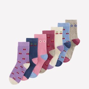7 Pack Ribbed Socks-Fun Cherries