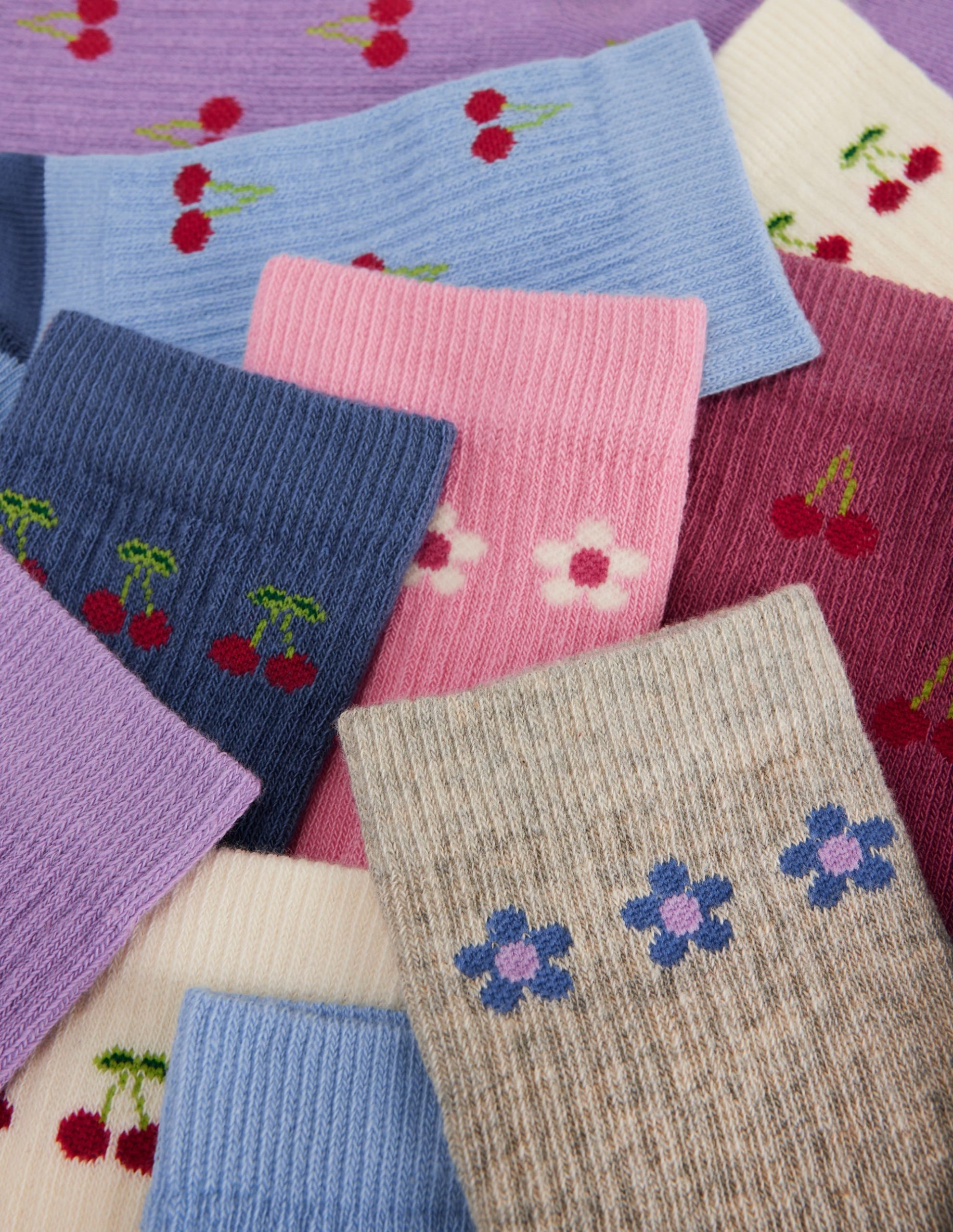 7 Pack Ribbed Socks-Fun Cherries - Image 2