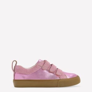 Velcro Low Tops-Pink Metallic